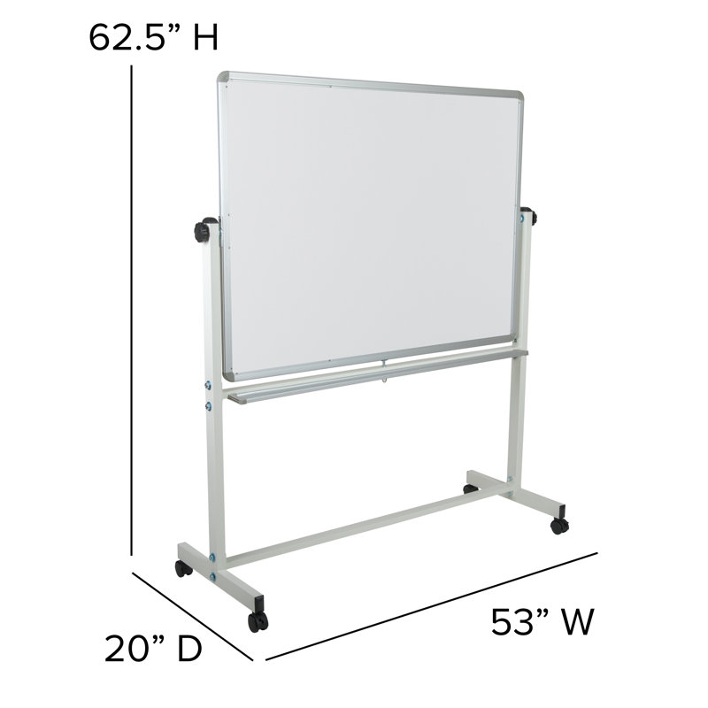 Large White and Cork Reversible Mobile Board with Aluminum Frame