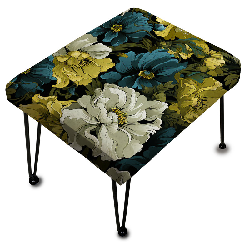 Green Rebel Soul Floral Cottage Collage - Floral Rectangle Ottoman