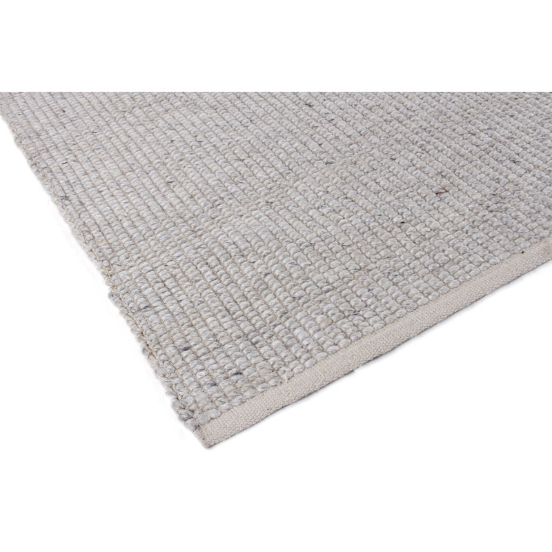 Hesse Hand-Loomed Polyester/Cotton Light Silver Area Rug, Rectangle 6' x 9'