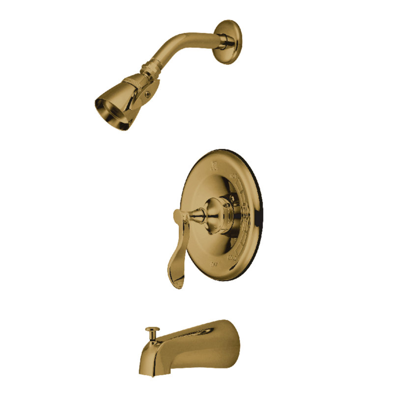 Kingston Brass Century Single-Handle Pressure Balanced Tub and Shower Faucet, Polished Brass