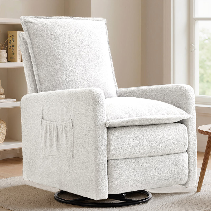 28.4" W Swivel Recliner Chair with Leg Support, White