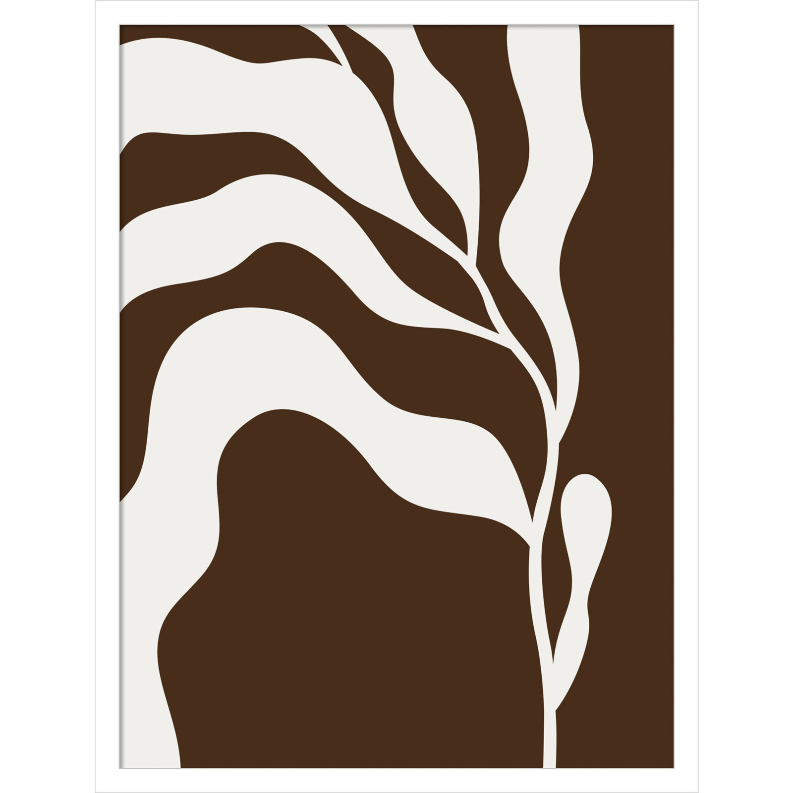 Retro Matisse Inspired Abstract Botanical 2 Brown, White, 25" H x 19" W x 1" D