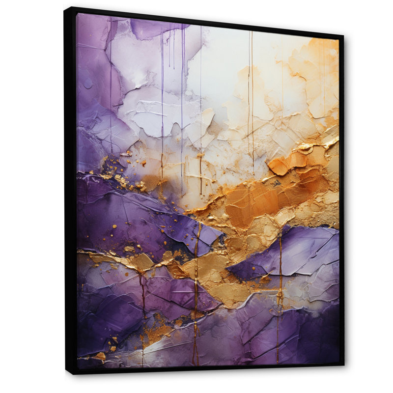 Helgert - fractale mauve abstraite - impression, H 44 po x l 34 po x P 1,5 po, Cadre flottant noir