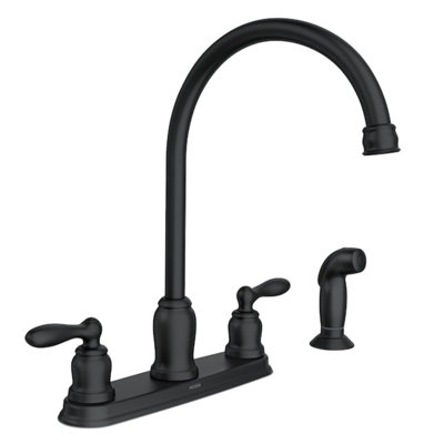 Moen Caldwell Double Handle Deck-mount Kitchen Faucet with Sprayer ( Deck Plate Included ) ( Side Sprayer Included )