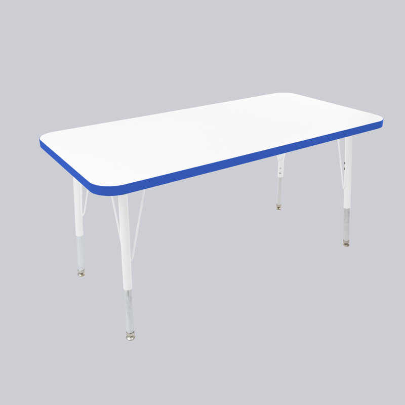 Table rectangulaire d'activités thermofusionnées avec pieds réglables et pivotants standard, H 30 po x l 24 po x P 48 po