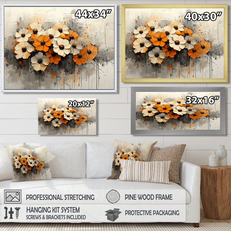 Imiya Zinnias, fleurs, teintes d'hiver IV - Zinnias, art mural, Reproduction encadrée d'une seule photo, H 12 po x l 20 po