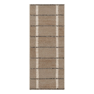 Rug & Kilim’S Scandinavian Style Runner Rug In Brown With Black & White Stripes