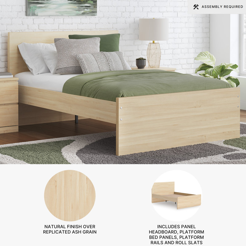 Onita Full Panel Platform Bed, Beige, Full