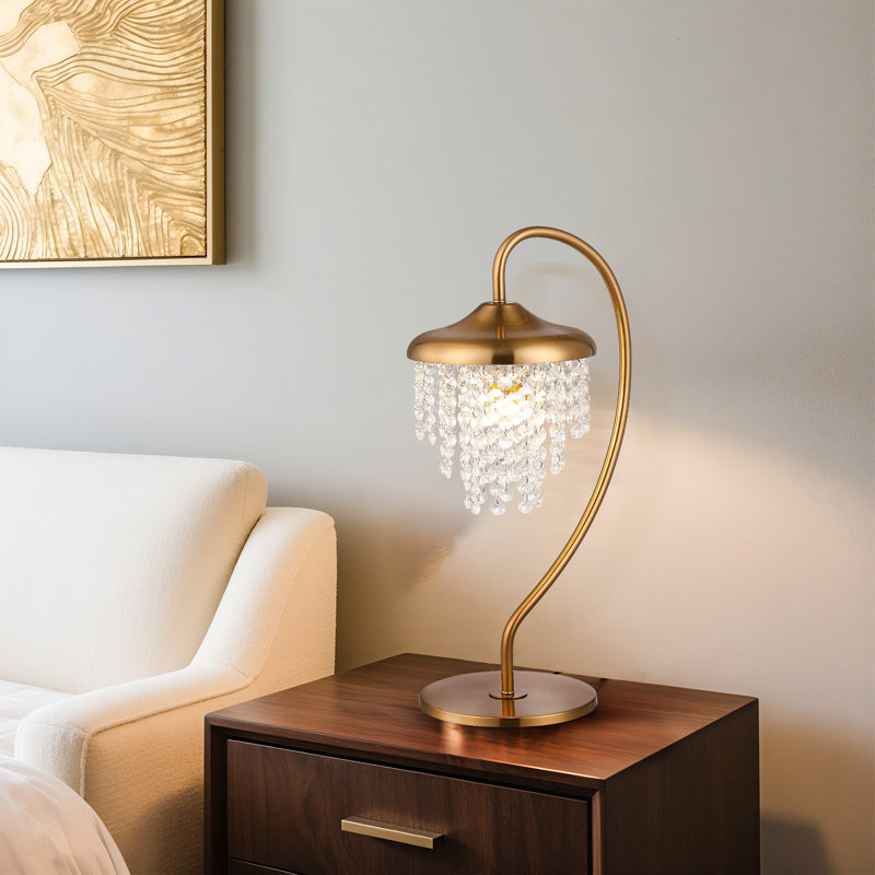 Modern 21" Arched Crystal Dimmable Table Lamp