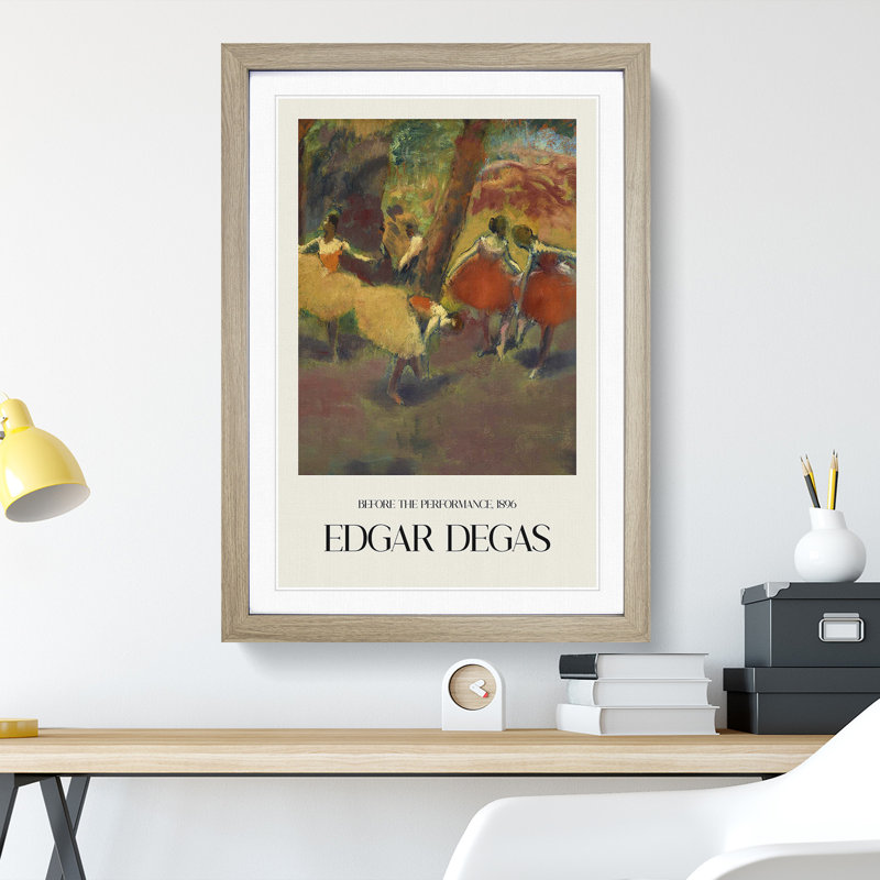 Before the Performance by Edgar Degas - Picture Frame Graphic Art, Oak Framed, 36cm H x 27cm W x 2cm D