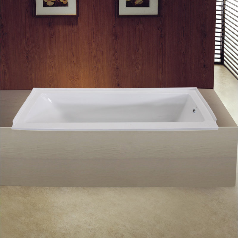 Aqua Eden 60-Inch White Acrylic Drop-In Tub with Right Hand Drain