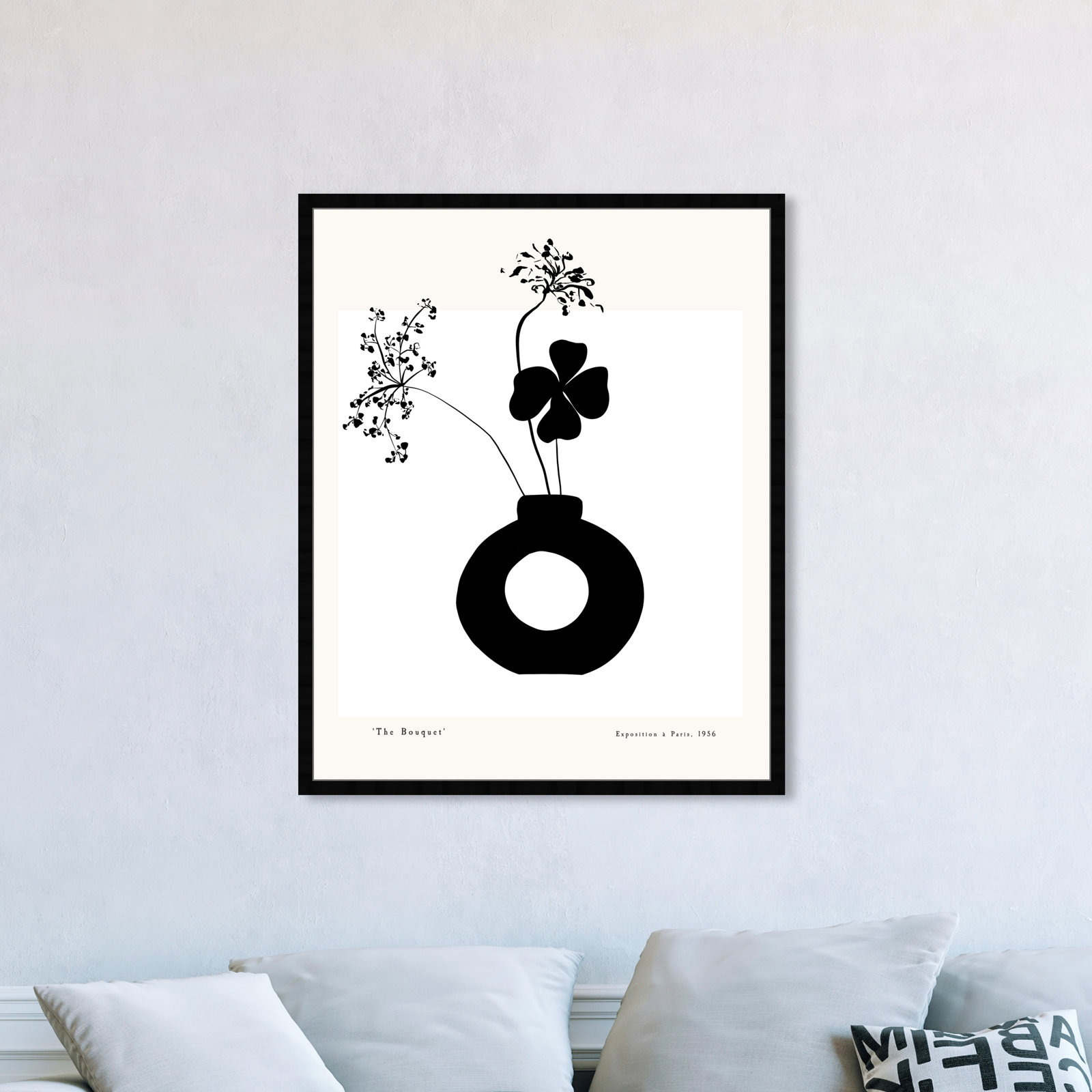 Black And White Flower In A Vase by Oliver Gal, Black, 47" H x 38" W