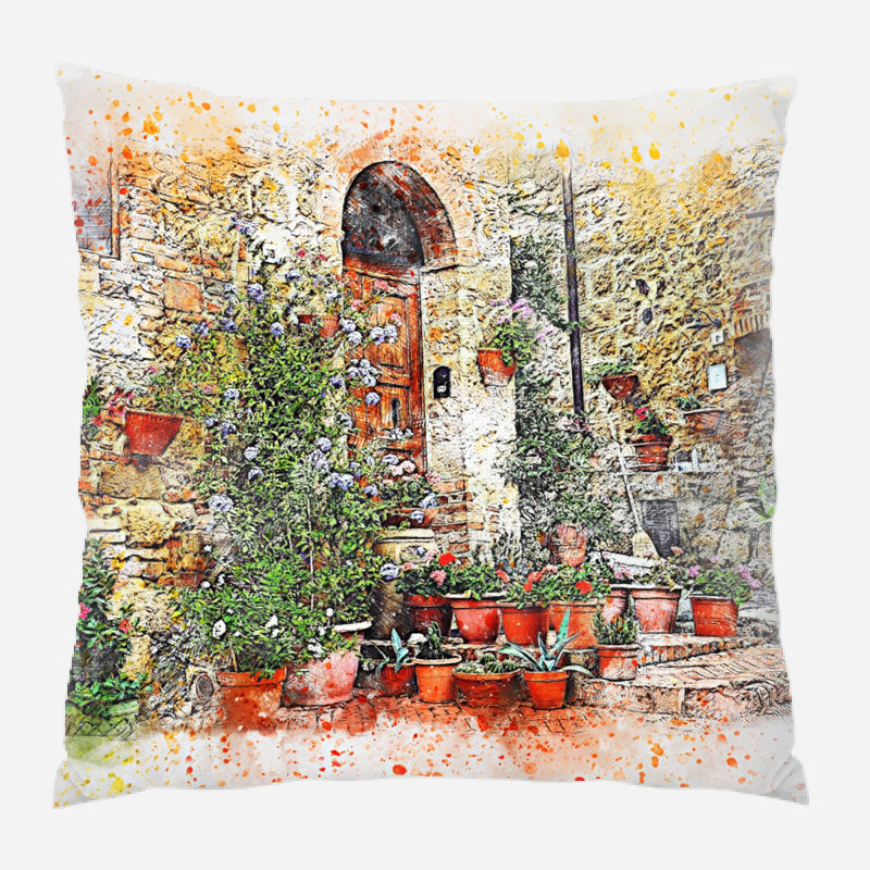Outdoor Reversible Throw Pillow, Microsuede, Indoor
