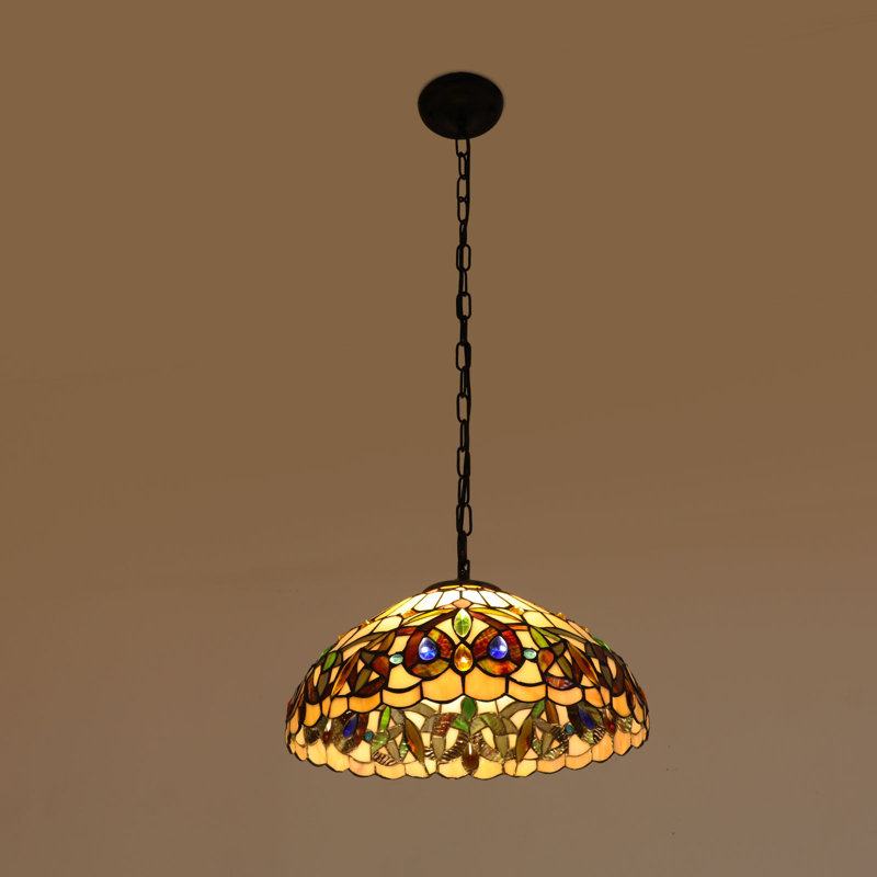 Luminaire suspendu 2 lumières Tiffany