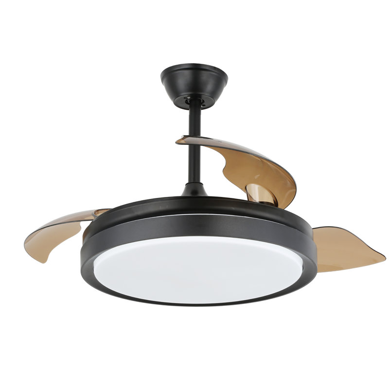 Maryann 42'' Modern Ceiling Fan with LED Lights and Remote, 6 Fan Speed, Reversible DC Motor, Black with Oil Blades