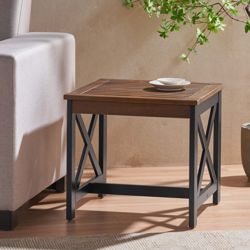 Table de bout en bois Akins, Noir, noir, noir, noir