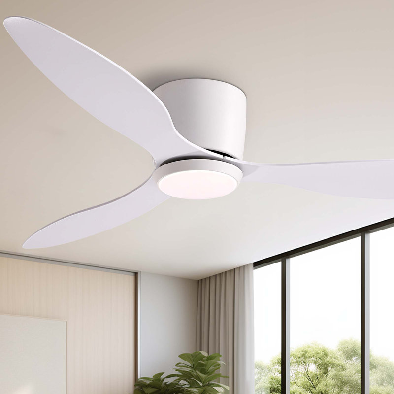 Ventilateur de plafond à DEL moderne et intelligent avec télécommande et commande murale, 52", Blanc