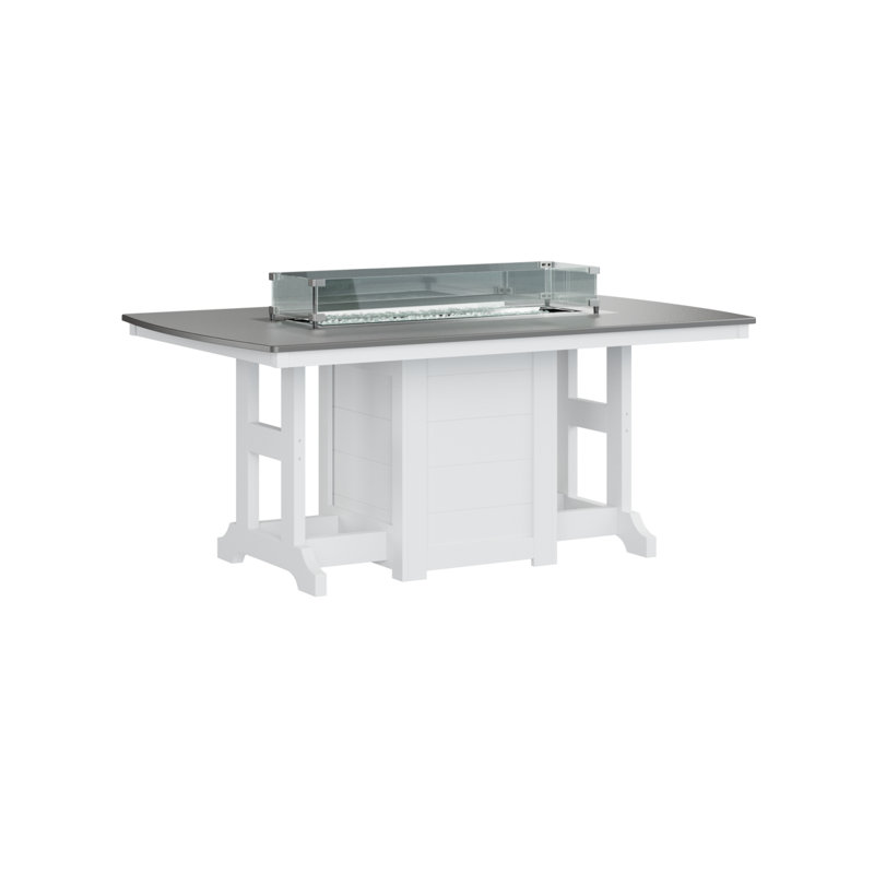 Table de bar avec foyer 72 po Calabria, Acier inoxydable martelé, H 39,5 po x l 44 po x P 72 po
