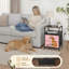 Table de chevet avec station de recharge intégrée, table de chevet à 2 tiroirs avec ports USB et prises électriques, tablette ouverte, table de chevet noire pour chambre ou salon, motif léopard rose bonbon.