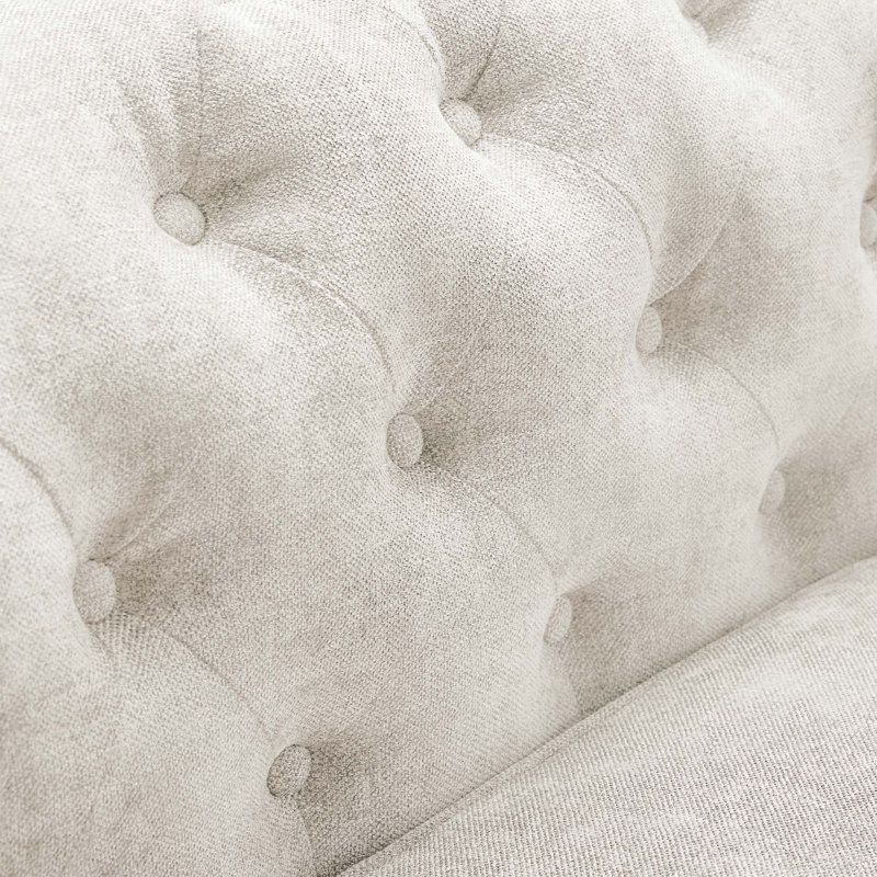 Canapé Chesterfield Caigan 79,13 po Caigan, Chenille de lin Milo