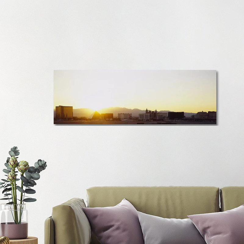 Sunrise Over A City, Las Vegas, Nevada, USA by Panoramic Images - Wrapped Canvas Panoramic Print