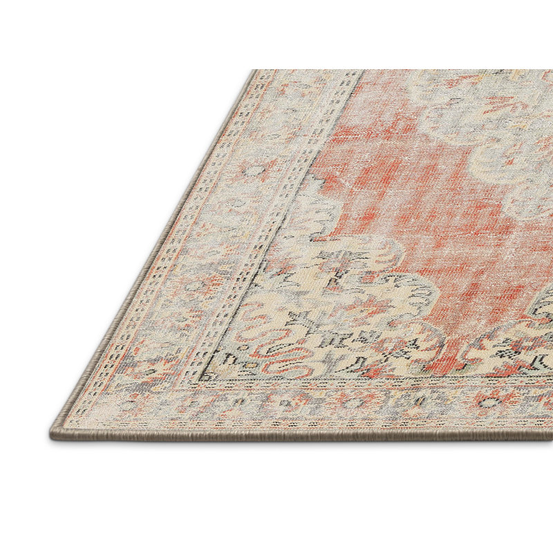 Tapis oriental en laine beige / rouge, Rectangle 7 pi x 10 pi