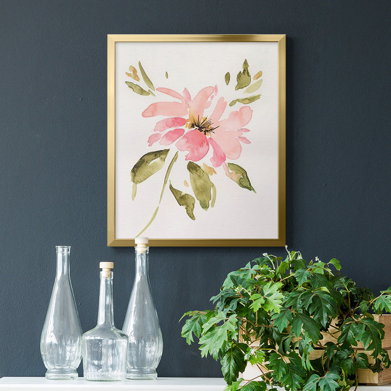 Une toile rose encadrée de qualité supérieure - prête à être accrochée, H 24 po x l 20 po, Or