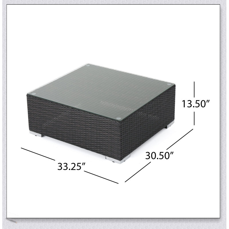 Table basse d'extérieur avec verre trempé et structure en aluminium durable pour les patios et les jardins modernes., Brun