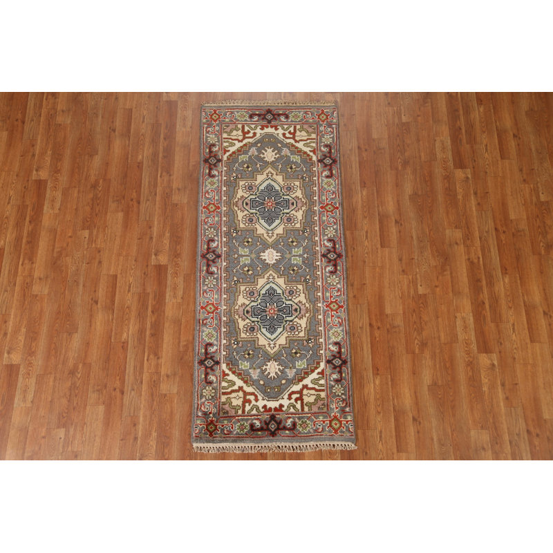Tapis géométrique Heriz Serapi noué à la main 3 x 6