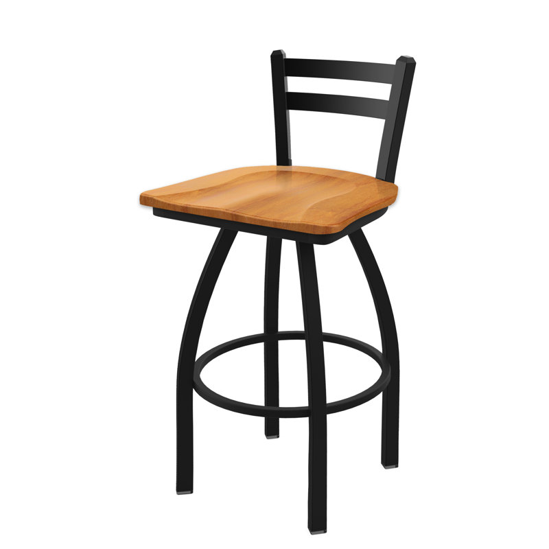 411 Jackie Low Back Swivel Bar & Counter Stool, Wood-Medium Maple, Bronze, Bar Stool (30” Seat Height)