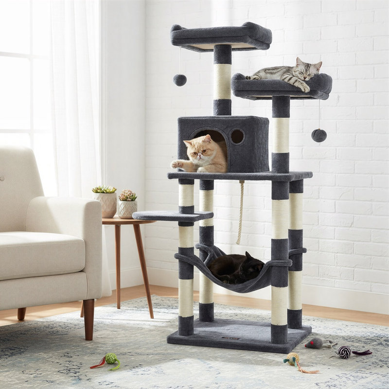 Tour à chat pour chats d'intérieur, Gris fumé