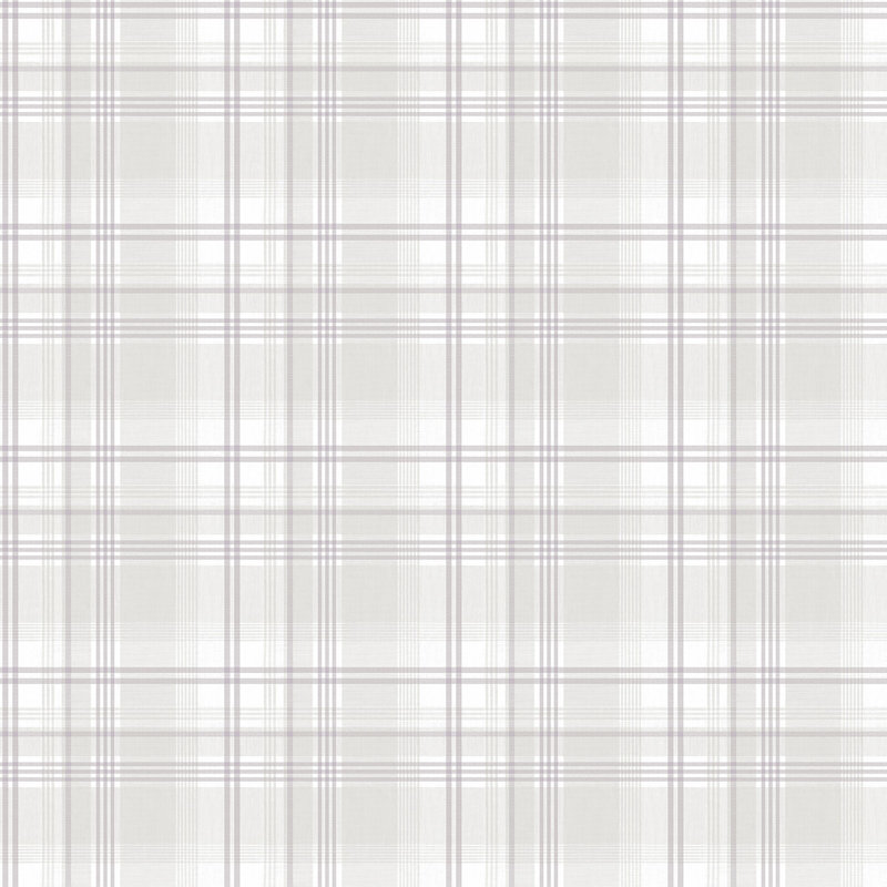 Nordic Elements Plaid Flat 32.81' L x 20.87" W Wallpaper Roll, Cream/White/Purple