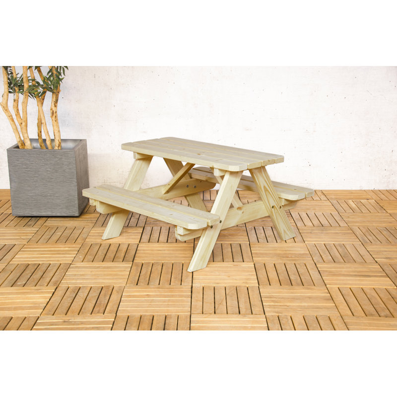 Lee 4 - Person Solid Wood Patio Dining Set Rectangular Table