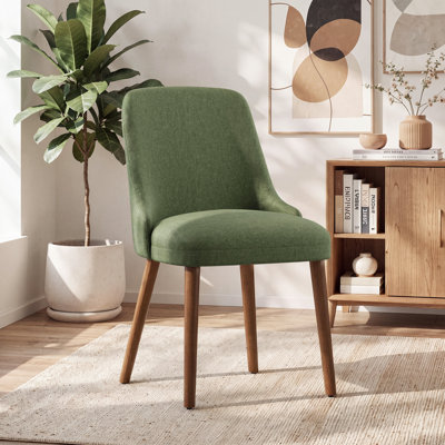 Chaise de salle à manger à haut dossier avec dossier ergonomique courbé, siège rembourré et pieds en bois massif