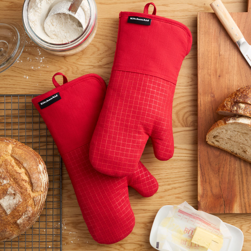 Ensemble de 2 gants de cuisine pour cuisiner Kitchenaid Gourmet Series, Rouge passion