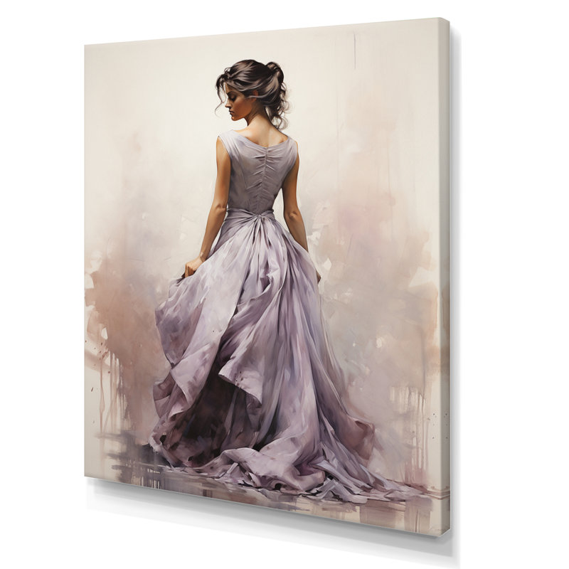 Décoration murale mauve, danse silencieuse - Portrait, H 20 po x l 12 po x P 1 po, Toile tendue
