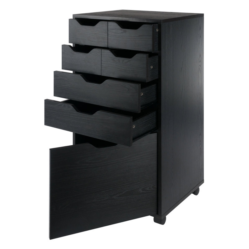 Halifax Bins & Drawers Multi-storage Tall Mobile Cabinet, Black