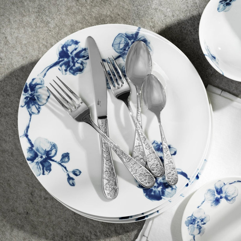 Orchid 5 - Piece Stainless Steel Flatware Set - Service for 1, Silver