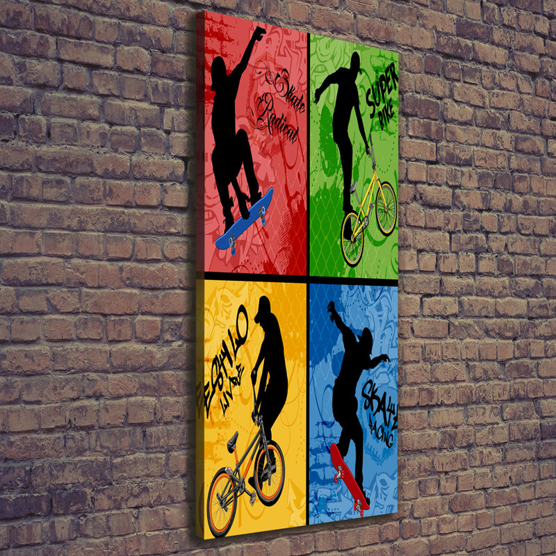 Bike And Skateboard - Wrapped Canvas Print