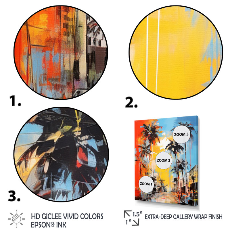 «Ballas Popart Palm Trees IV», reproduction d'art sur toile, H 32 po x l 24 po x P 1 po, Toile tendue