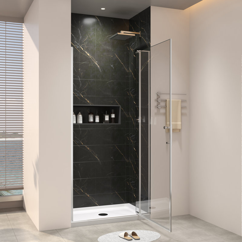 Porte de douche pivotante universelle à gauche et à droite, Nickel brossé