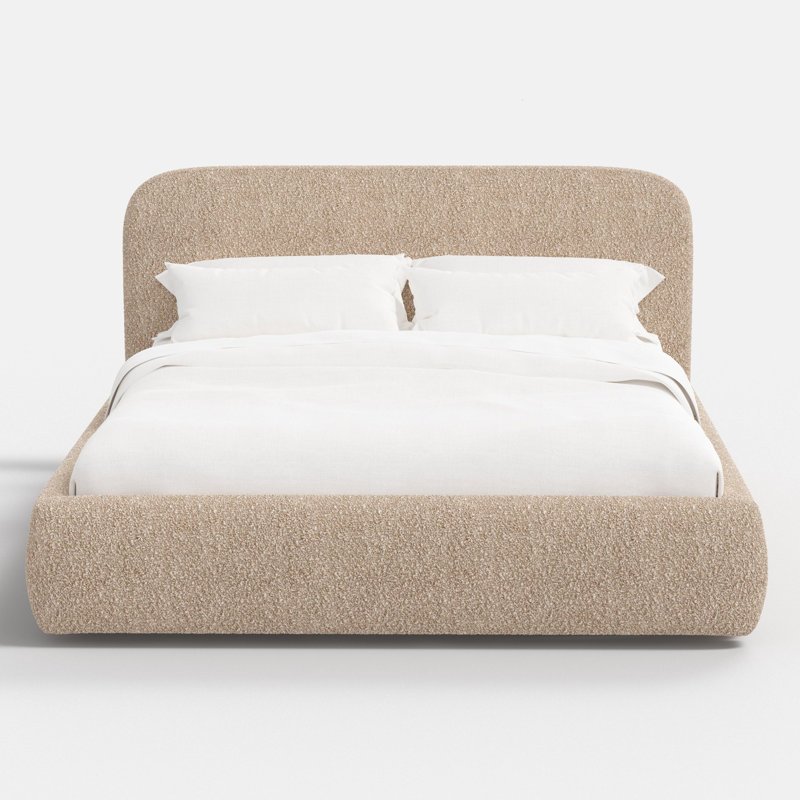Daphne Platform Bed, King, Plush Boucle Camel