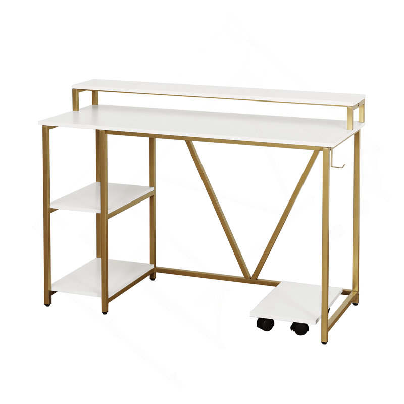 Techni Mobili Industrial Writing Desk, Gold