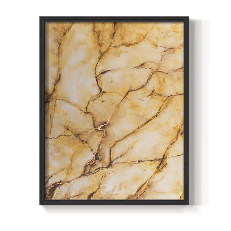 Marbre jaune I, reproduction encadrée - bois massif, Noir, H 20 po x l 16 po