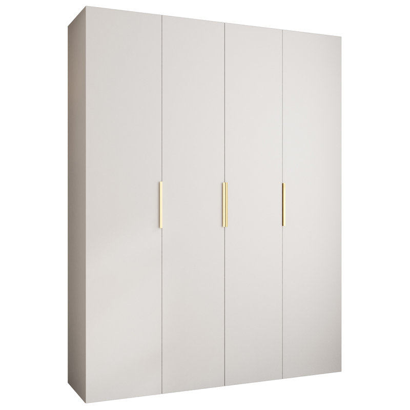 Wardrobe Moko 4, 245,5cm H x 190cm W x 40cm D, Cashmere/Gold