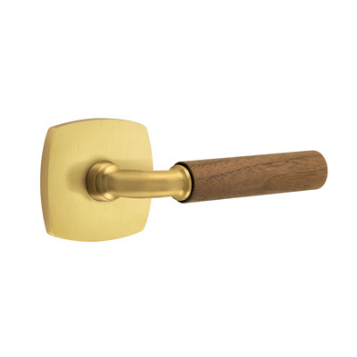Emtek Select Passage Leverset w/ Urban Modern Rosette & R-Bar Stem, Dark Walnut Handle