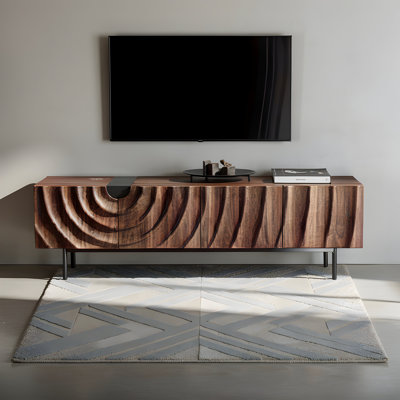 Onda Tv Console, Cream-white Finish – 79? Modern Entertainment Center With Push-to-open Doors