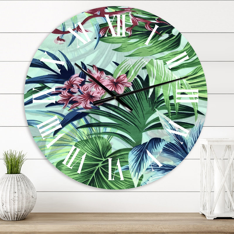 Fleurs tropicales VIntage VII - Horloge murale traditionnelle, Petit