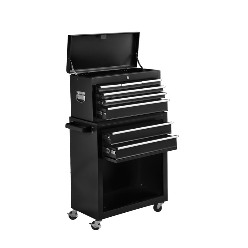 Coffre à outils à grande capacité avec roulettes et tiroirs, armoire de rangement à 8 tiroirs