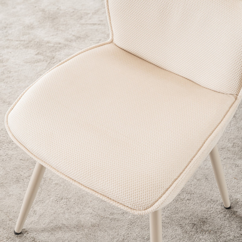 Fabric Upholstered Dining Chairs Metal Frame Side Chairs with Backrest for Kitchen Dining Room, Beige